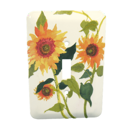 Hardware Metal Plate - Leviton Sunflowers Painted Metal Light Switch Wallplate Cover 89001-SFL