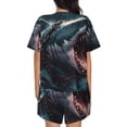 thumbnail image 6 of Daiia Wave Chain Shark Pattern Womens Pajama Sets Short Sleeve Pajamas for Women Sets Soft Lounge Sets Casual Round Neck Sleepwear PJS-Small, 6 of 7