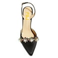 thumbnail image 4 of FSJ Women Pointed Toe Buckled Bckstrap Pumps Floral Ornaments Pearl High Heels Dance Party Bridal Shoes Size 12 Black, 4 of 4