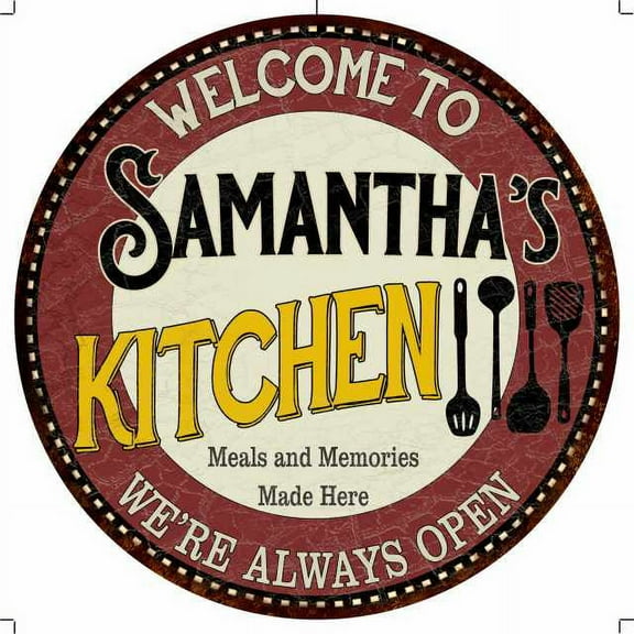 Samantha's Kitchen 12" Round Metal Sign Bar Game Room Wall Déco 200120040179