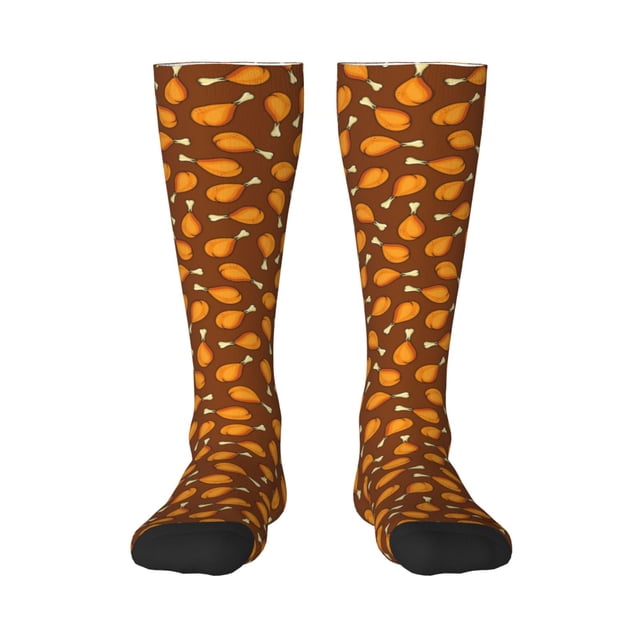Fotbe Chicken Legs 1 Calcetas Divertidas Estampadas para Hombre y Mujer, Calcetas de Algodón hasta la Rodilla para Caminar, Correr, Enfermería y Embarazo