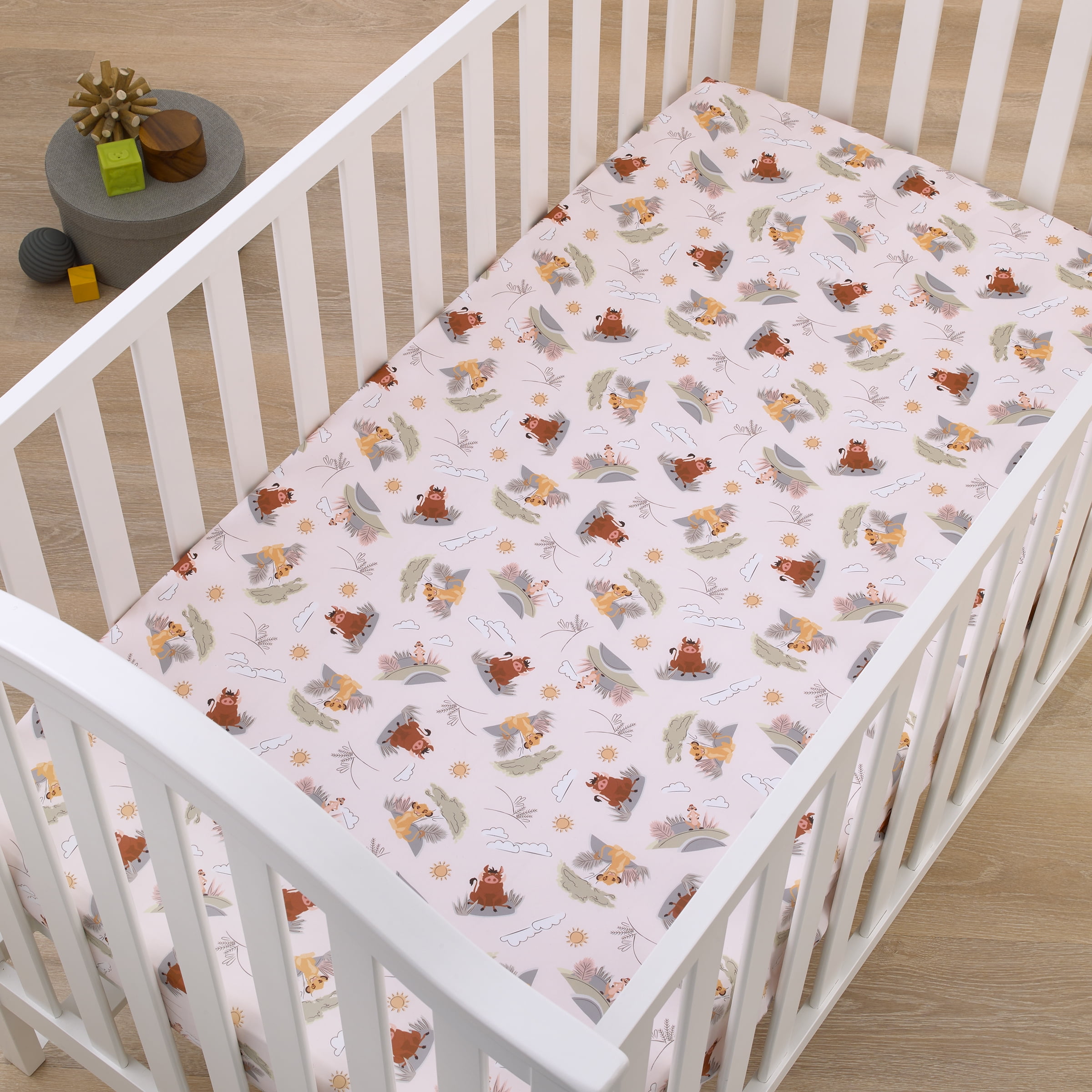 Disney Lion King Simba, Timon, and Pumba Fitted Crib Sheet