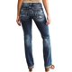 thumbnail image 4 of Pantalones vaqueros de pierna recta con dobladillo enrollado lavado para mujer, pantalones casuales de cintura media, azul, negro, azul, negro, grande, 4 of 5