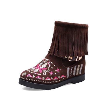

Cathalem Women Ankle Boots Fashion Retro Tassel National Style Boots Foreign Trade Large Comfortable Womens Leather Boots Size 10 Brown 7