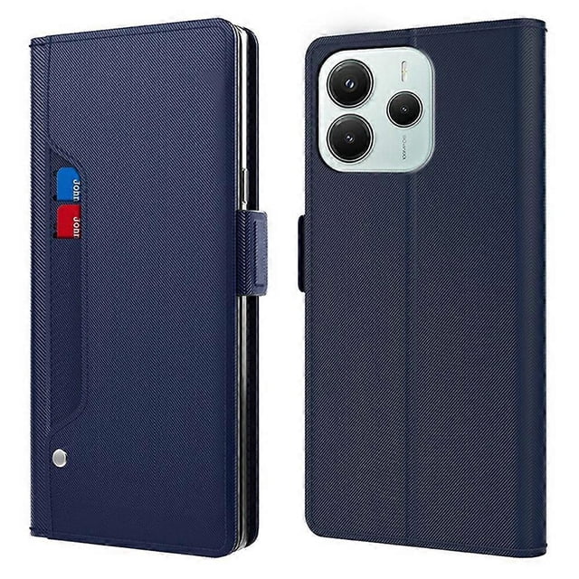 For Xiaomi Redmi Note 14 4G (163.25x76.55x8.16mm) Case Stand PU Leather Phone Cover Card Holder Mirr