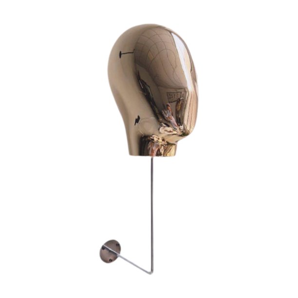 Soporte de pared para sombreros con cabeza de maniquí, soporte colgante desmontable para pelucas, perchero para sombreros. Oro