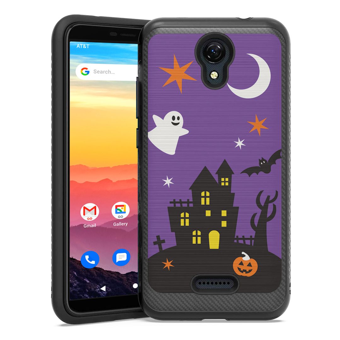 Capsule Case Compatible with AT&T Calypso [Shockproof Heavy Duty Design Men Women Girly Style Slim Strong Protection Black Phone Case Cover] for AT&T Calypso U318AA (Halloween)