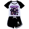 thumbnail image 1 of Pyjama Ensemble T-shirt à Manches Courtes Imprimé et Short Wednesday Adams pour Filles, 1 of 2