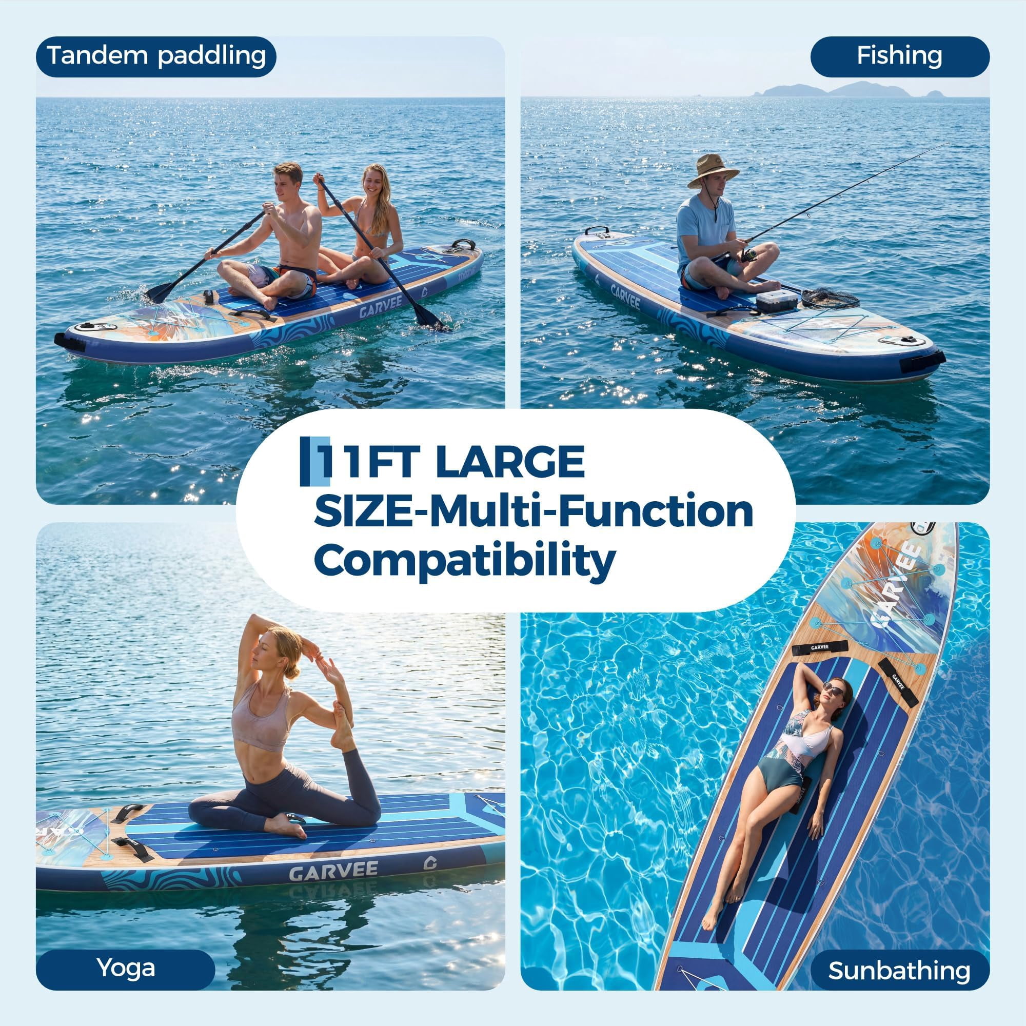 QinaQin Inflatable Stand Up Paddle Board, Wide Stable SUP with EVA Deck and Full Accessories for Adults and Beginners