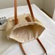 thumbnail image 2 of Bolso de mano para mujer Bolso de viaje femenino simple de paja de moda (beige), 2 of 9
