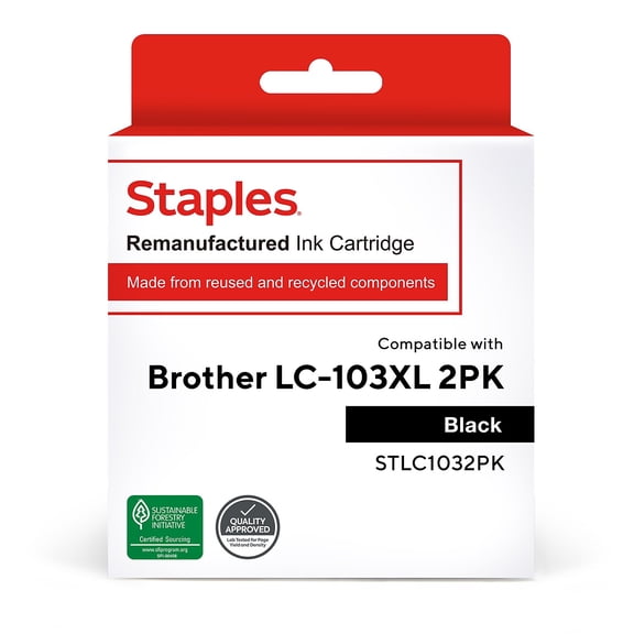 Remanufactured TRU RED Brother LC103BK Black High Yield Ink Cartridges 2/PK TRLC1032PK/SIB-