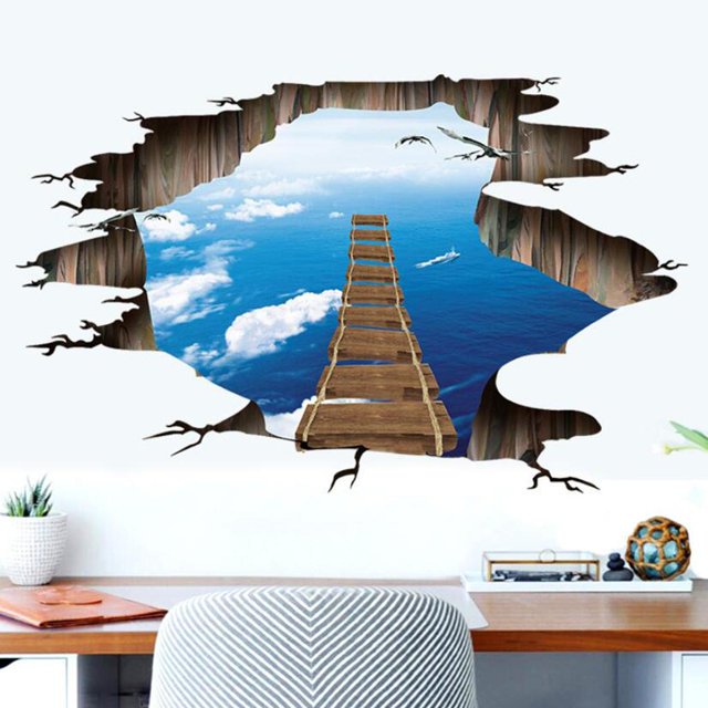 Calcomanía de Pared de Escalera 3D Mural Vinilo Arte Decoración para hogar Pared / Piso / Escalera / Puerta si Soledad Etiqueta de la pared del piso de la escalera 3D