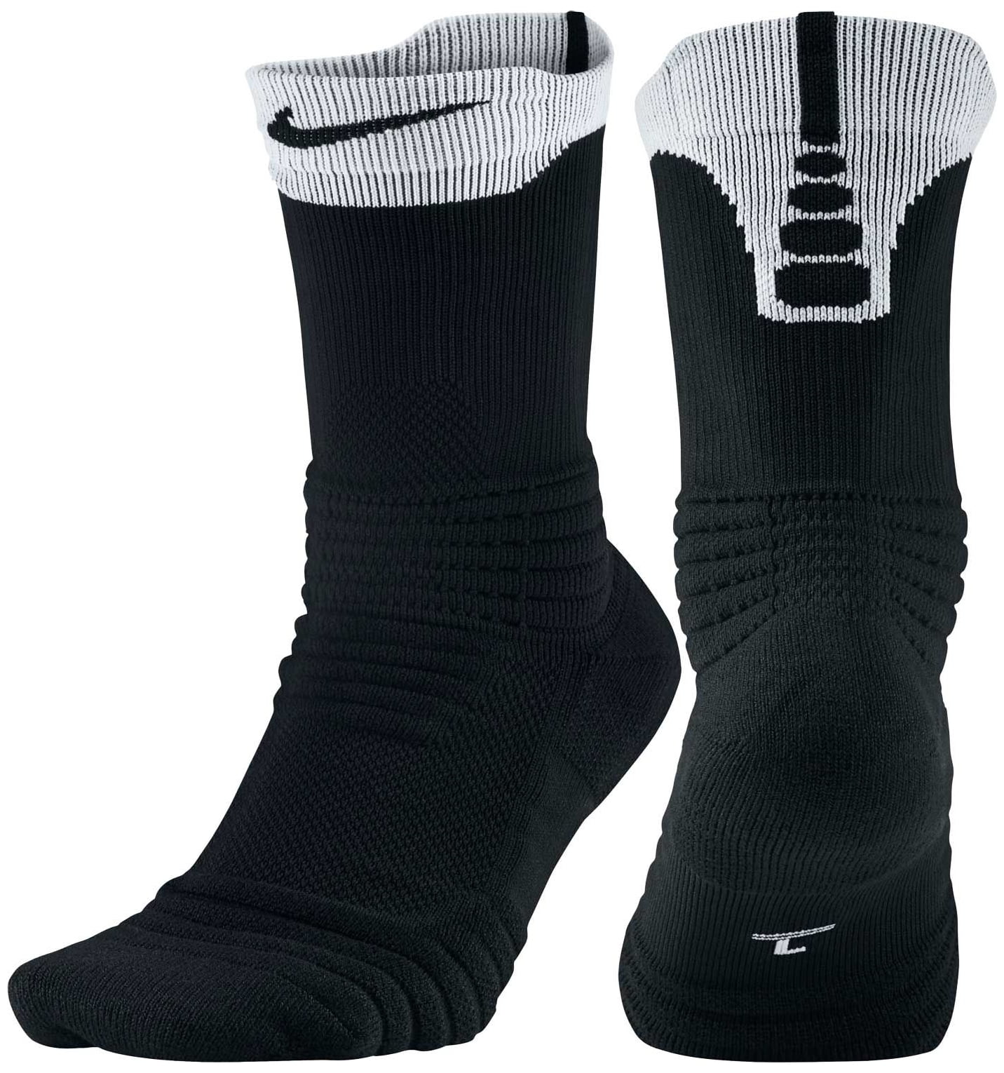 Nike Elite Versatility Crew Basketball Socks - Black/White/Black - M ...