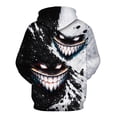 thumbnail image 3 of Rebaike Yin Yang Inspired Hoodie for Men Women, Black White Duality Monster Grin Graphic Pullover, Creepy Smile Gothic Streetwear Sweatshirt, Light and Dark Abstract Hooded Top ﻿, 3 of 8