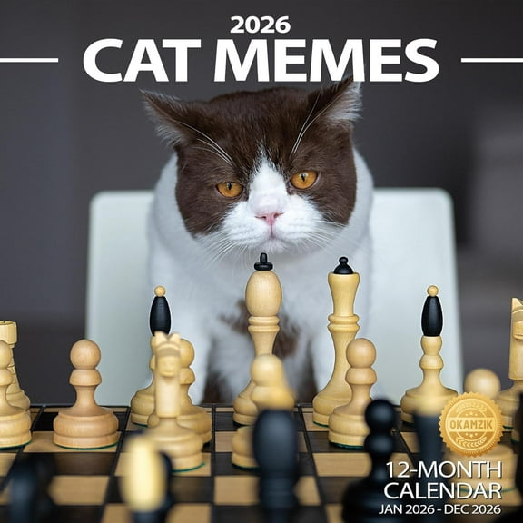 Wall Calendar 2026 Planner Calendar - Cat Memes Hangable Monthly Wall Calendar with Large Blocks for Organizing & Planning, Academic Schedule, Home, Office & family, Thick & Sturdy Paper