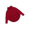 thumbnail image 3 of Qiylii Girls Solid Color Sweater, Turtleneck Batwing Sleeves Cloak Top, 3 of 8