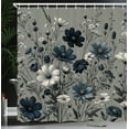 thumbnail image 3 of Ambesonne Navy Blue Shower Curtain, Monochromatic Wildflowers, 69"Wx70"L, Coconut Dark Petrol Blue, 3 of 4