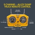 thumbnail image 3 of Fridja 1:24 Scale 9 Channel Alloy Remote Control Dump Truck with 5.5lb Load Capacity, Realistic Sound Effects & LED Lights, 2.4GHz RC Construction Vehicle Toy, 3 of 8