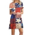 thumbnail image 2 of SMihono Summer Plus Size Dress for Women 2023 Mode Indépendance Jour Imprimé Col Rond Manches Courtes Robe, 2 of 6