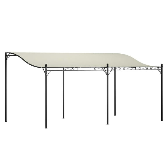 10' x 16' Outdoor Pergola Canopy, Metal Patio Pergola with Drainage, Cream White