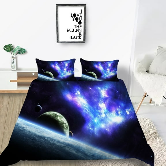 Bed Cover Sets Vintage Fashionable Girl Woman Duvet Cover Sets Starry Sky Painting Quilt Covers,King (90"x104")