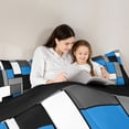 thumbnail image 5 of Feelyou Geometric Anstract Queen Comforter Set for Adult, Grey Blue Square Bedding Sets, Modern Fashion Reversible Bedding Comforter Set, Breathable Home Decor, 3-Piece, 5 of 8