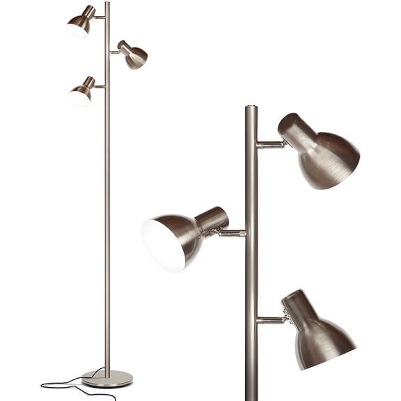 Brightech Ethan 65 in. Nickel LED Tree Floor Lamp with Adjustable Shades