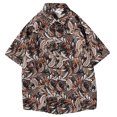 thumbnail image 1 of Camisa hawaiana de manga corta con cuello levantado para la playa para hombre, camisas informales con botones estampadas de verano Fridja  po5031, 1 of 2
