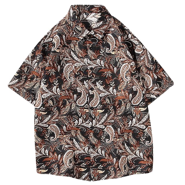 Camisa hawaiana de manga corta con cuello levantado para la playa para hombre, camisas informales con botones estampadas de verano Fridja po5031