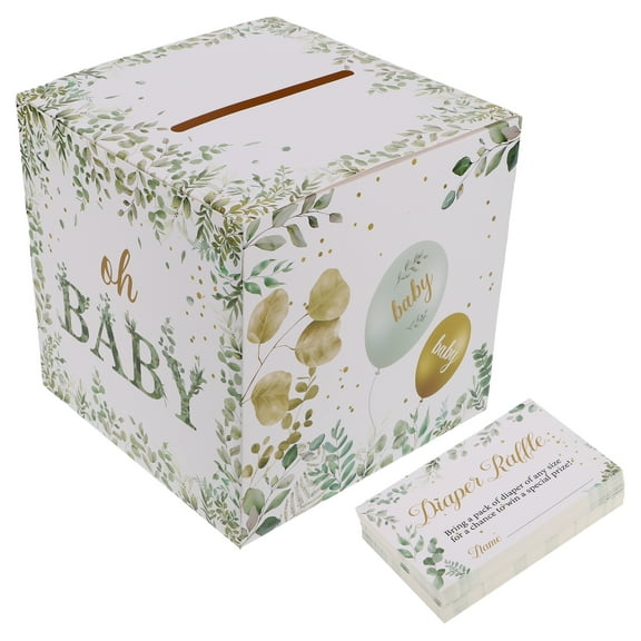 GOOHOCHY Baby Shower Wish Card Box with 50 Cards for Multi Paper Game Box 5.5x5.5 Inches