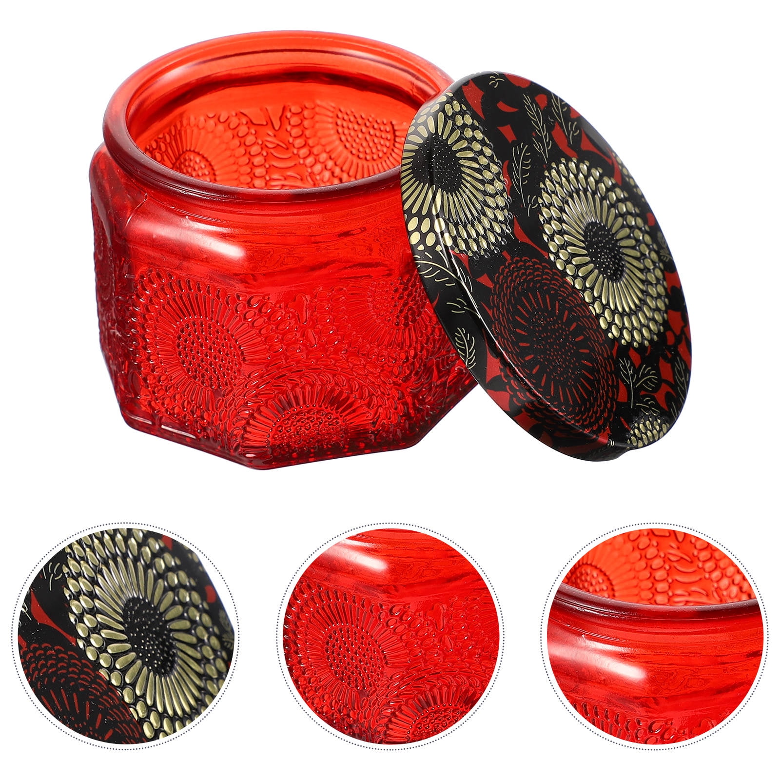 Milisten 14Set Red Round Glass Jars with Lids for Candle Making Bulk Storage