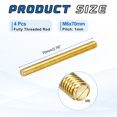 thumbnail image 2 of Uxcell 4Pack M6x70mm Fully Threaded Rod, Brass Right Hand All Thread Screw Studs for Furniture Assembly Fastening, 1mm Pitch, 2 of 6