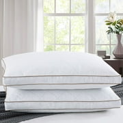 Peace Nest Diamond Quilted Gusseted Down Feather Pillow Set of 2, Standard/Queen