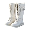 thumbnail image 2 of Yotami Girl Mid Calf Boots, Little Girls Fashion Riding Boots with Metal Studs and Chains Lace-Up Side Zipper, 2 of 5