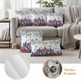 thumbnail image 6 of Independence Day Star Pillow Covers 2 Pack Retro Farm Red Blue White Star Green Leaf Flower Pillowcase Waterproof Outdoor Throw Pillow Cover for Patio Garden Square Cushion 16”x16”, 6 of 9