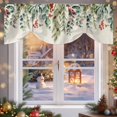 thumbnail image 4 of Tie Up Valance Curtain for Kitchen,Winter Green Eucalyptus Leaf Rod Pocket Short Curtains Adjustable Tie-Up Shade Valances,Retro Pine Cone Berry on Linen Window Treatment for Bathroom Living Room, 4 of 8