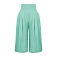 thumbnail image 5 of Stretch Capris Pants for Women Wide-Leg Pant Leg Cut Women's Plus Size Polyester Ladies Plus Size Casual Pants Capris Pants Style C-57 Green L, 5 of 5