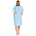 thumbnail image 4 of Dream8teen Women's Snaps Front Closure House Dress Short Sleeve Woven Housecoat Duster Lounger Robe 2012 Blue Striped 3X-Large, 4 of 5