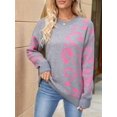 thumbnail image 2 of Women Long Sleeve Sweater Fall Casual Crew Neck Knit Tops Leopard Print Cute Loose Pullover Jumper Grey S, 2 of 8