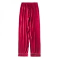 thumbnail image 1 of Clearance! Men‘s Solid Color Satin Pajama Pant Comfy Soft Loose Sleep Pants Long Bottoms, 1 of 6