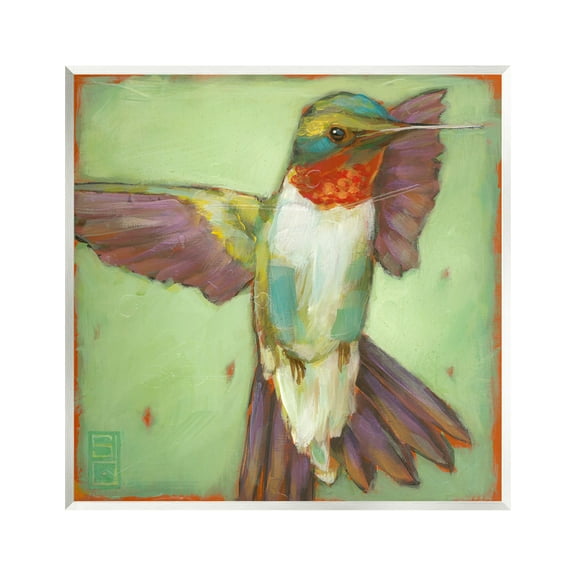 Stupell Industries Green Hummingbird Flying Animals & Insects Painting Unframed Art Print Wall Art, 12 x 12