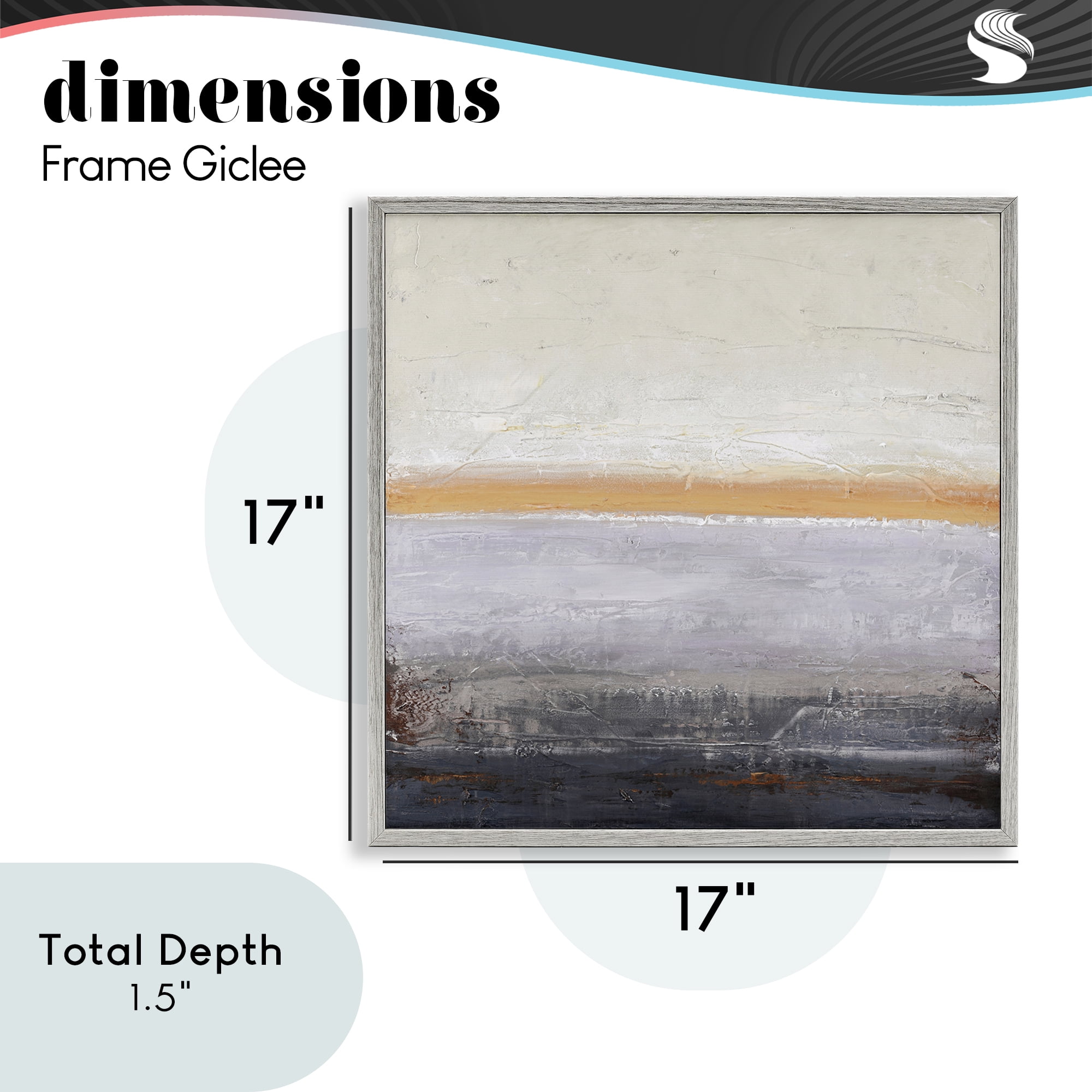 Warm Peachy Horizon Gray Framed Giclee Art, design by Design Fabrikken