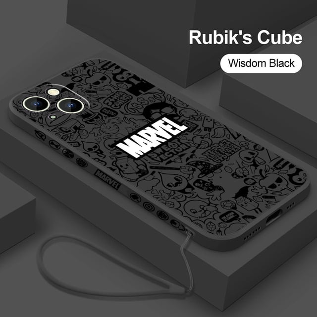 Funda de dibujos animados de superhéroes de Marvel para Apple iPhone 14, 13, 12, 11 Pro Max Plus, XS, XR, X, 8, 7, SE, cuerda líquida izquierda Fivean unisex