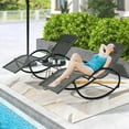 thumbnail image 2 of Costway 2 PCS Outdoor Rocking Lounge Chair with Removable Headrest Breathable Backrest & Seat Grey, 2 of 10