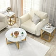 thumbnail image 2 of Costway 3 PCS Coffee Table Set Round Coffee Table and 2PCS Square End Tables Metal Frame White, 2 of 10