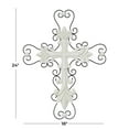 thumbnail image 3 of DecMode White Wood Carved Cross Cross Wall Decor with Metal Scrollwork, 3 of 8