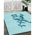 thumbnail image 3 of Ahgly Company Machine Washable Indoor Round Transitional Electric Blue Area Rugs, 3' Round, 3 of 7