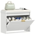 thumbnail image 2 of HOMCOM Shoe Bench with Padded Seat Cushion and Flip-Drawer, Entryway Bench Holds up to 265lb, 24.4x10.2x18.7 Inches, White, 2 of 9