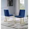 thumbnail image 2 of Double Minimalistic Navy Blue Velvet Side Chairs with Gold Chrome Legs, 2 of 2
