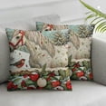 thumbnail image 3 of Ullo0ord Winter Farm Animals Horse with Red Black Buffalo Plaids Bowknot Pillow Cover Rustic Farmhouse Decorative Pine Tree Cardinal Birds Apples Snowflake Throw Pillow Cases Linen, 3 of 7